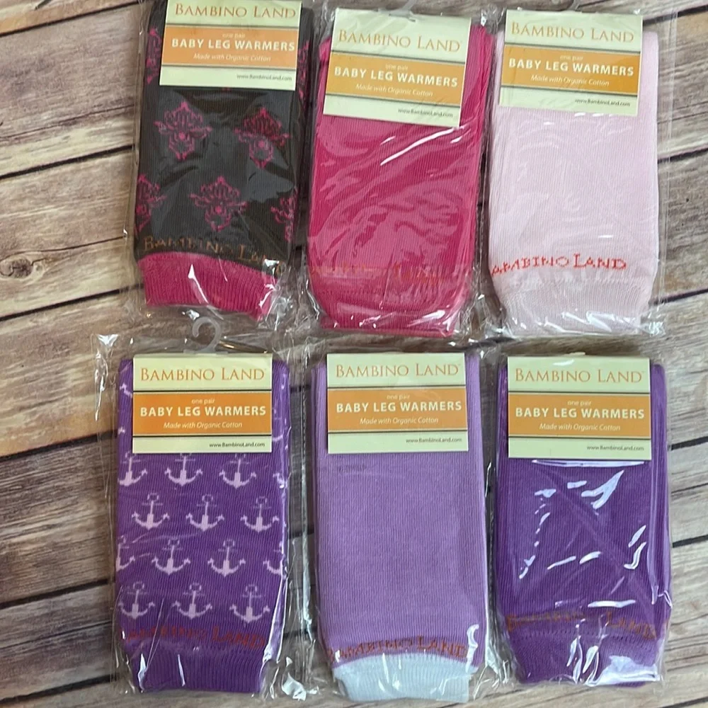 6 pairs of girly baby leg warmers - OS fits 4 months and up